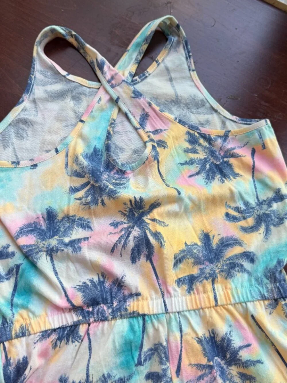OLD NAVY Palm Tree Shorts Romper T Shirt Knit Size 8